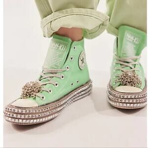 NEW Nan-Ku Couture Free People Cruise Spring Mint Green High Top Sneaker 38